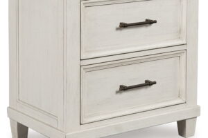 Shaybrock - Two Drawer Night Stand - Antique White / Brown