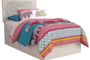 Paxberry - Twin Panel Headboard with Bolt on Bed Frame - Whitewash