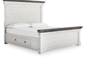 Havalance - King Panel Storage Bed - White / Gray