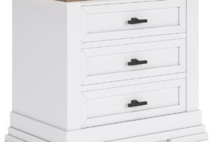 Ashbryn - Three Drawer Night Stand - White / Natural