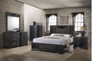 Global Furniture Grey and Black Routered Suite