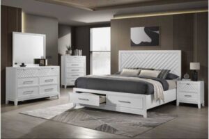 Global Furniture Lattice Storage Bedroom Suite - White