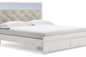 Altyra - King Upholstered Storage Bed - White