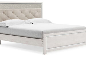 Altyra - King Panel Bed With Upholstered Headboard - White