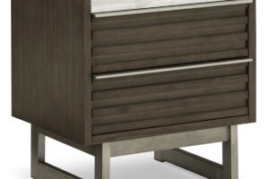 Arkenton - Two Drawer Night Stand - Grayish Brown / White