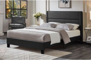 Black PU Leather Look Platform Bed