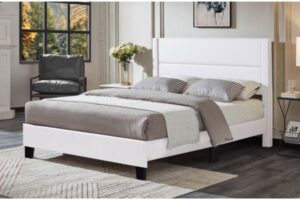 White PU Leather Look Platform Bed