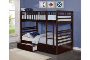 B110E Espresso Single/Single Bunk Bed With Drawers