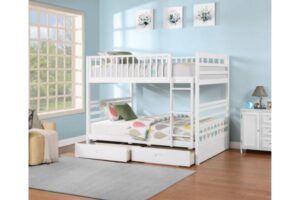 B115W White Double/Double Bunk Bed With Drawers