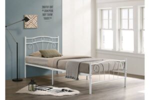 155W White Metal Platform Bed