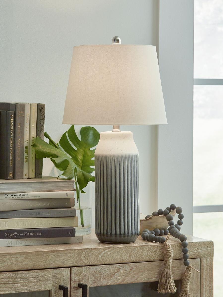 Afener - Ceramic Table Lamp (Set of 2) - Blue / Beige - Image 4