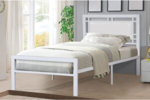 T2201W White Metal Platform Bed