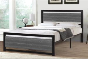 T2233 Black/Grey Metal Platform Bed