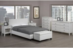 T2358W White Upholstered Platform Bed