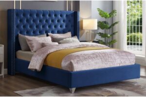 T2380BL Blue Upholstered Platform Bed