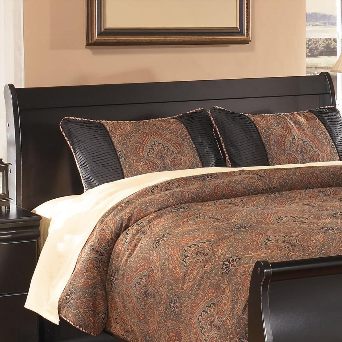 Huey Vineyard - Queen Sleigh Headboard - Black - Image 2