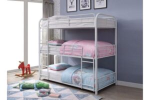 B505 White Single/Single/Single Bunk Bed