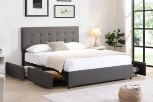 5693 Grey Upholstered Platform Bed