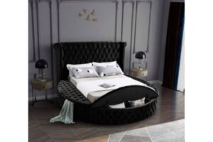 5773 Black Upholstered Platform Bed