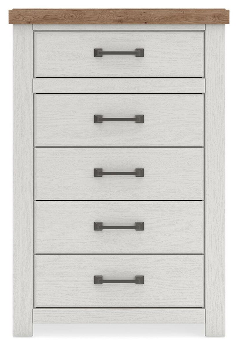 Savonport - Five Drawer Chest - White / Brown - Image 4