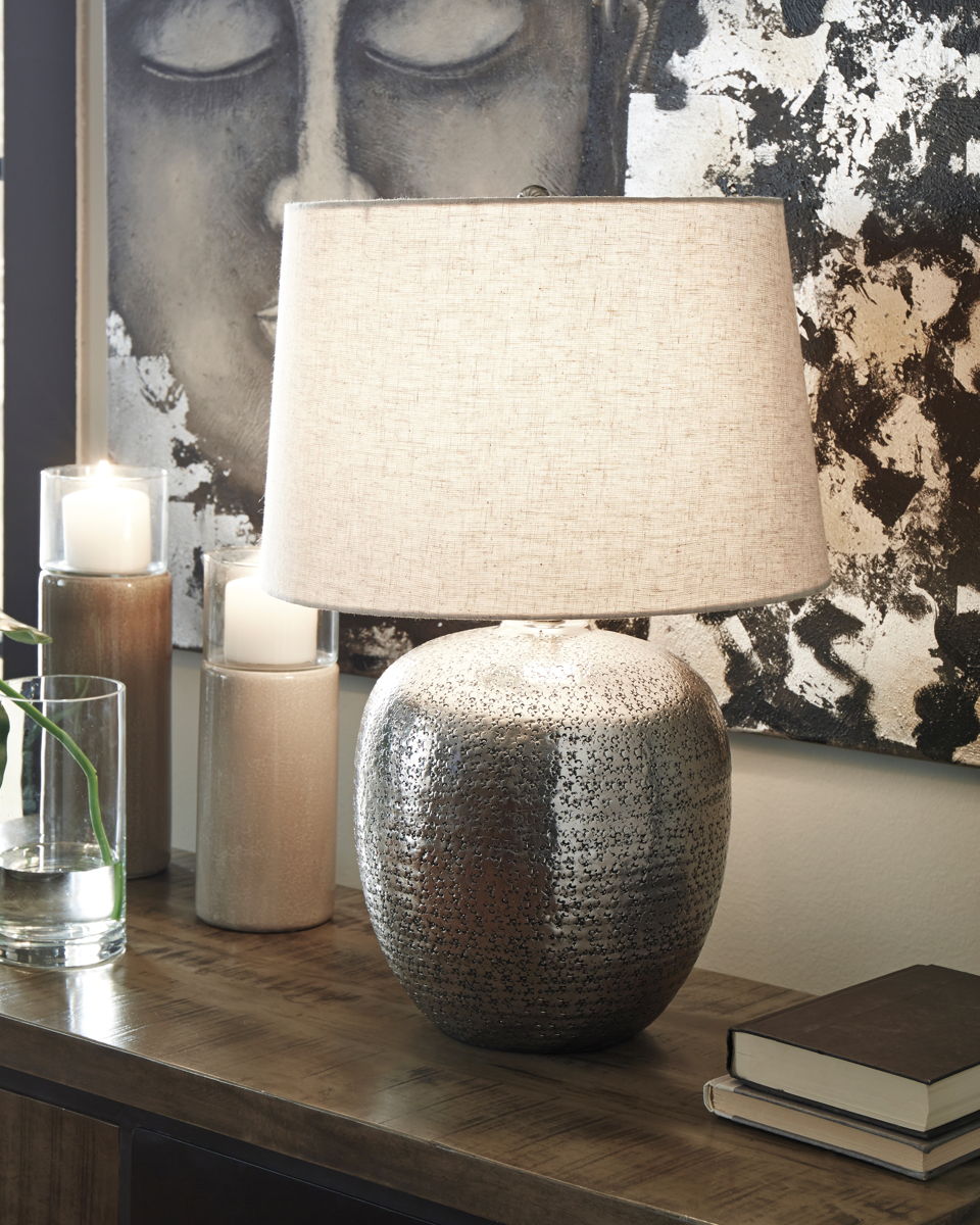 Magalie - Metal Table Lamp - Antique Silver Finish - Image 2