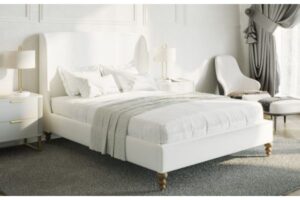 T2196 White Upholstered Platform Bed