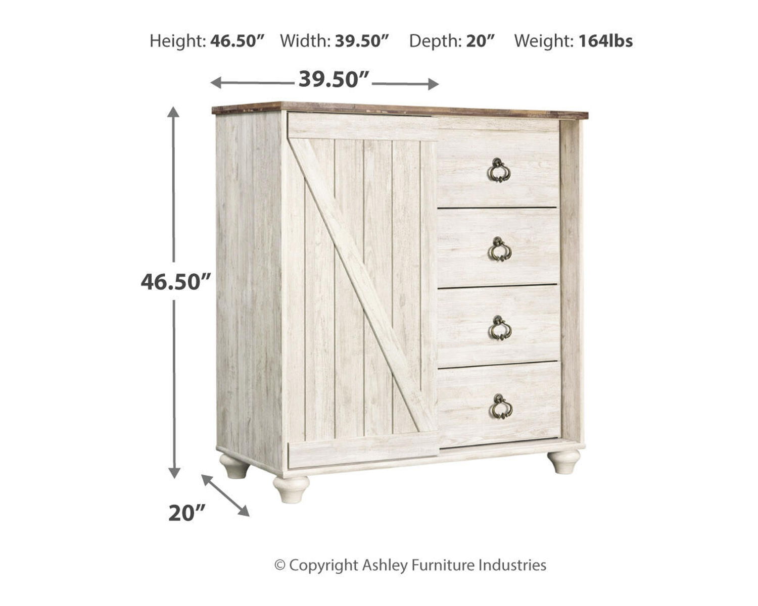 Willowton - Dressing Chest - Whitewash - Image 2