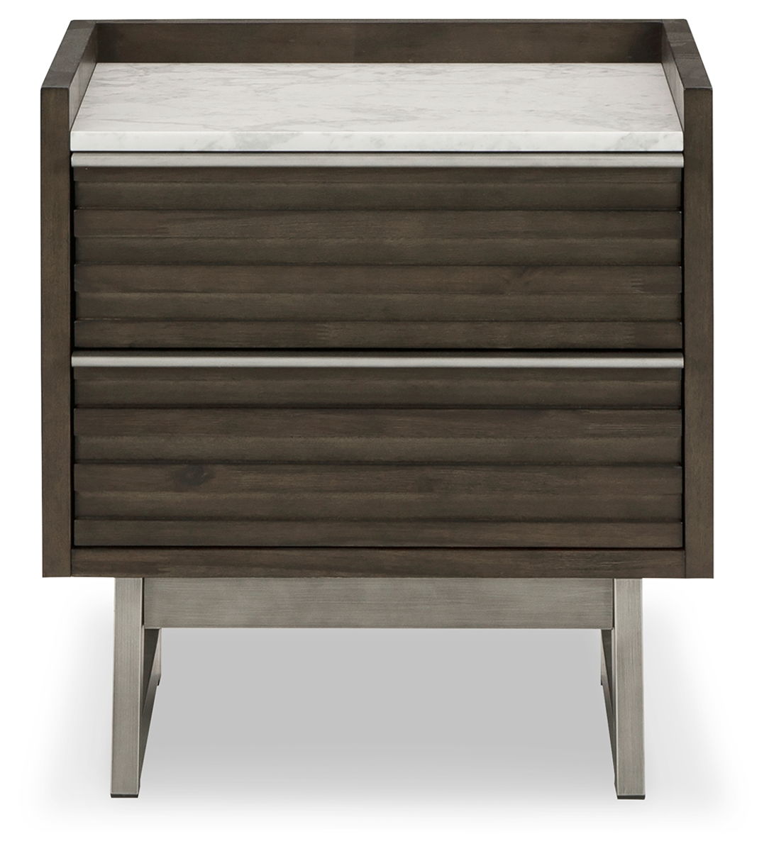 Arkenton - Two Drawer Night Stand - Grayish Brown / White - Image 4