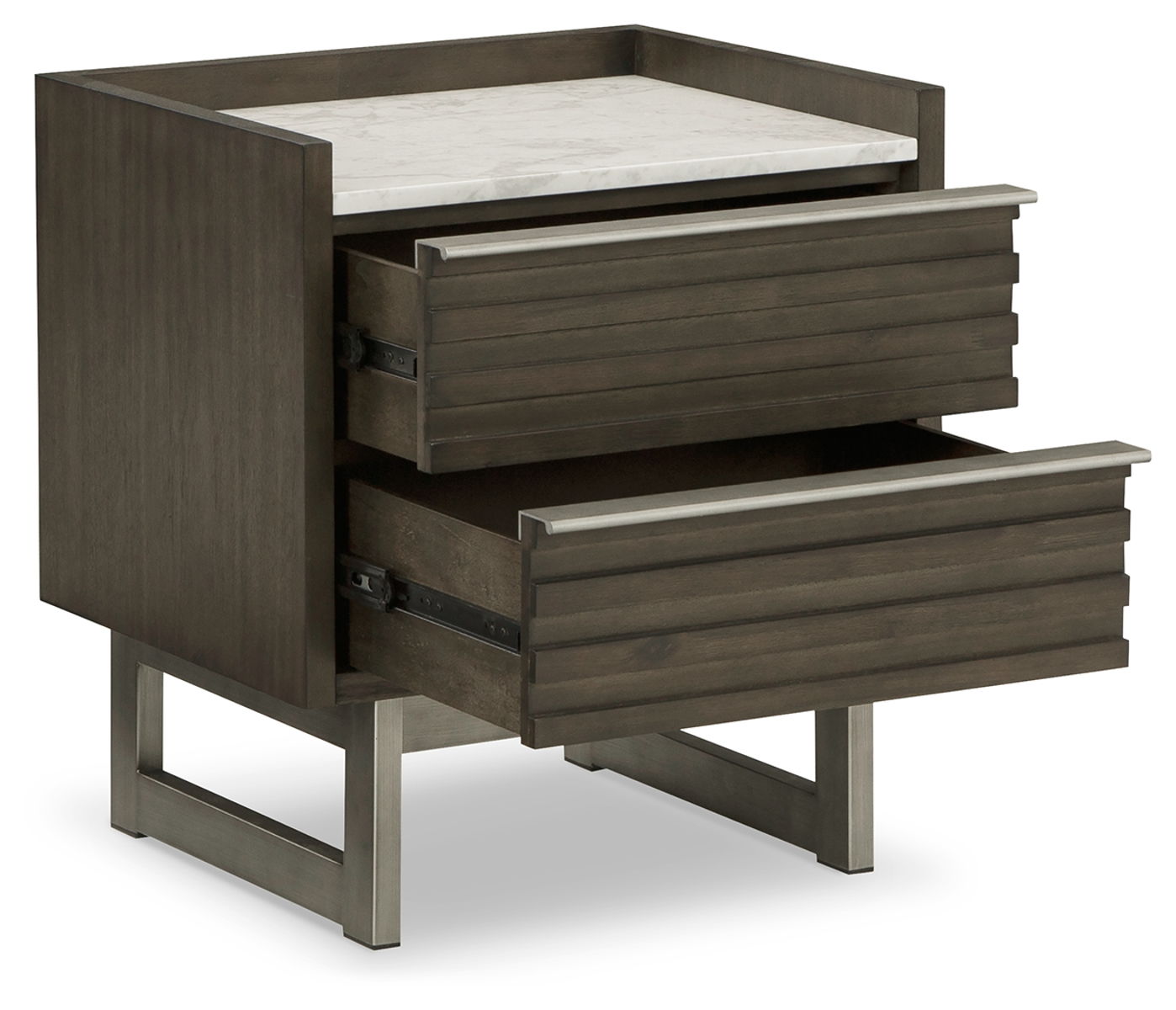 Arkenton - Two Drawer Night Stand - Grayish Brown / White - Image 3