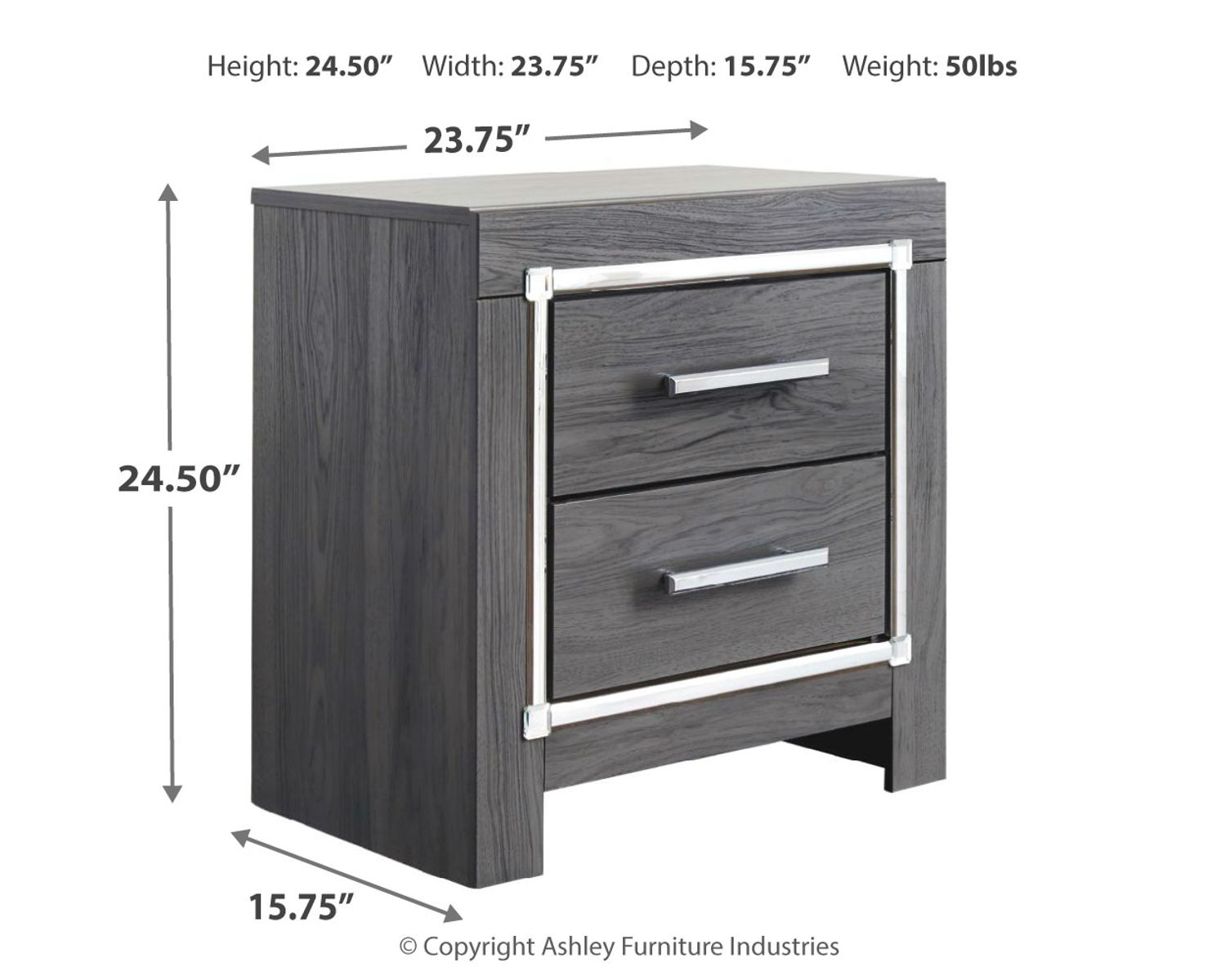 Lodanna - Two Drawer Night Stand - Gray - Image 3