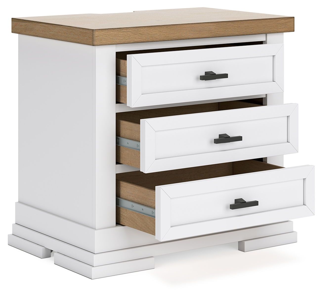 Ashbryn - Three Drawer Night Stand - White / Natural - Image 4