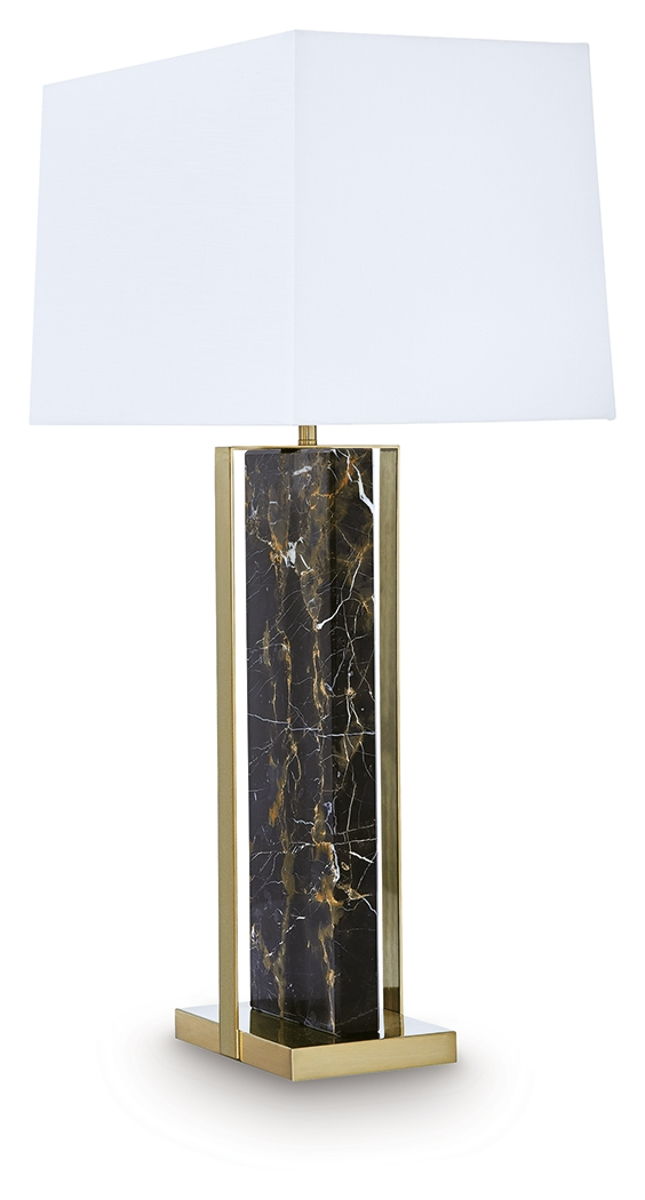 Neonish - Marble Table Lamp - Black / Gold Finish - Image 3