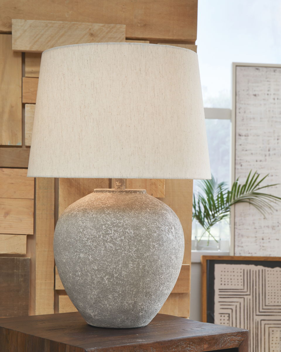 Dreward - Paper Table Lamp - Distressed Gray - Image 3
