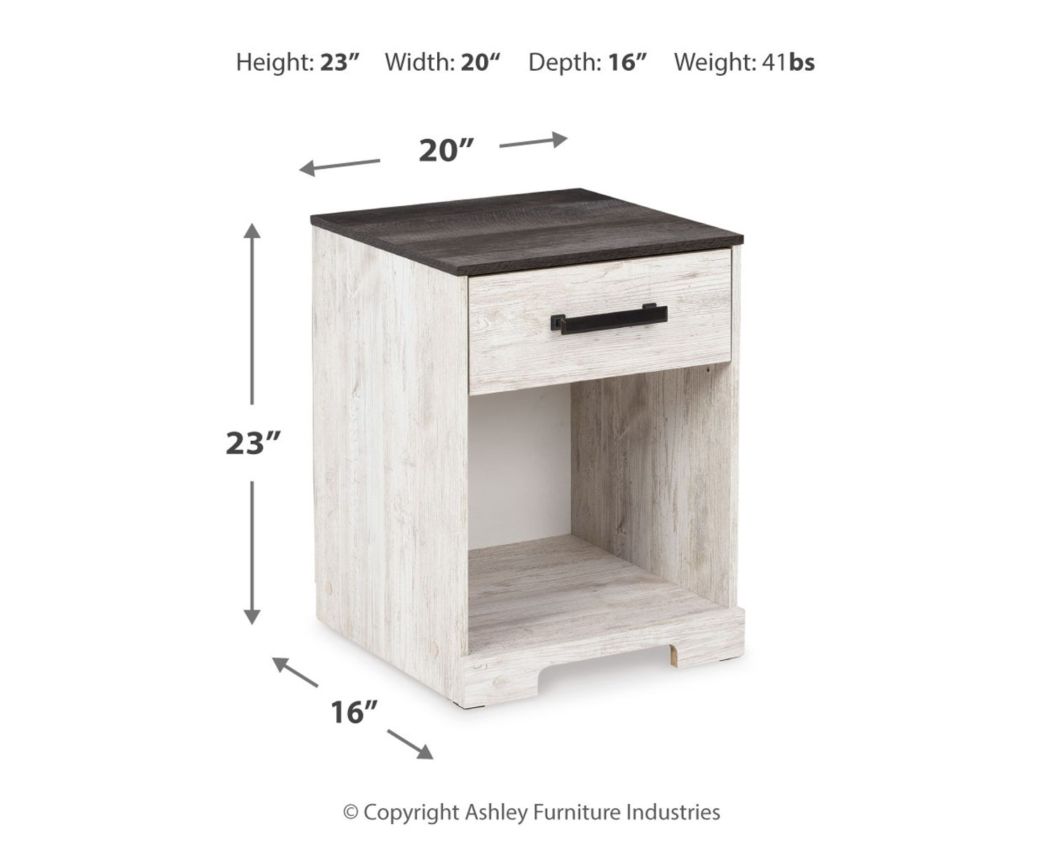 Shawburn - One Drawer Night Stand - Open Cubby - White / Black / Gray - Image 3