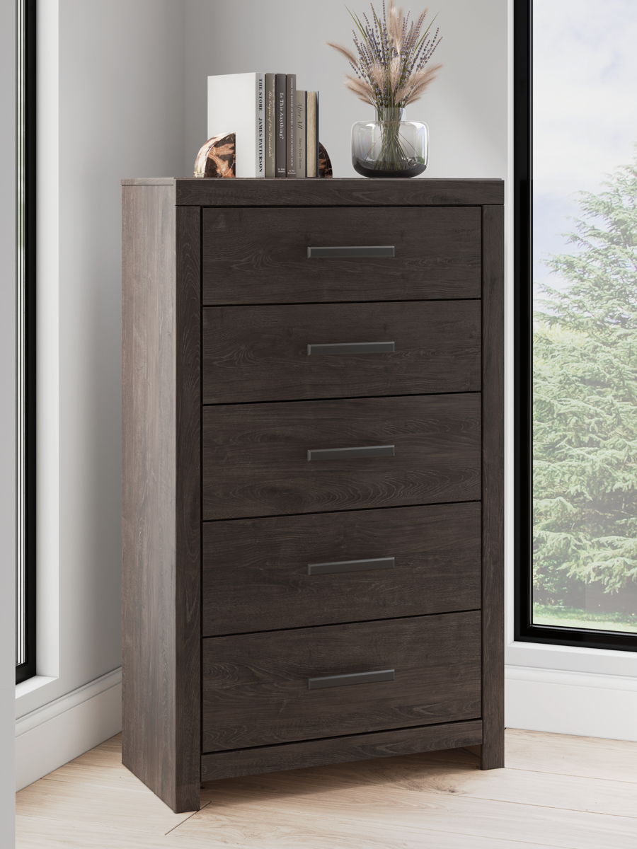 Prendonea - Five Drawer Chest - Charcoal - Image 3