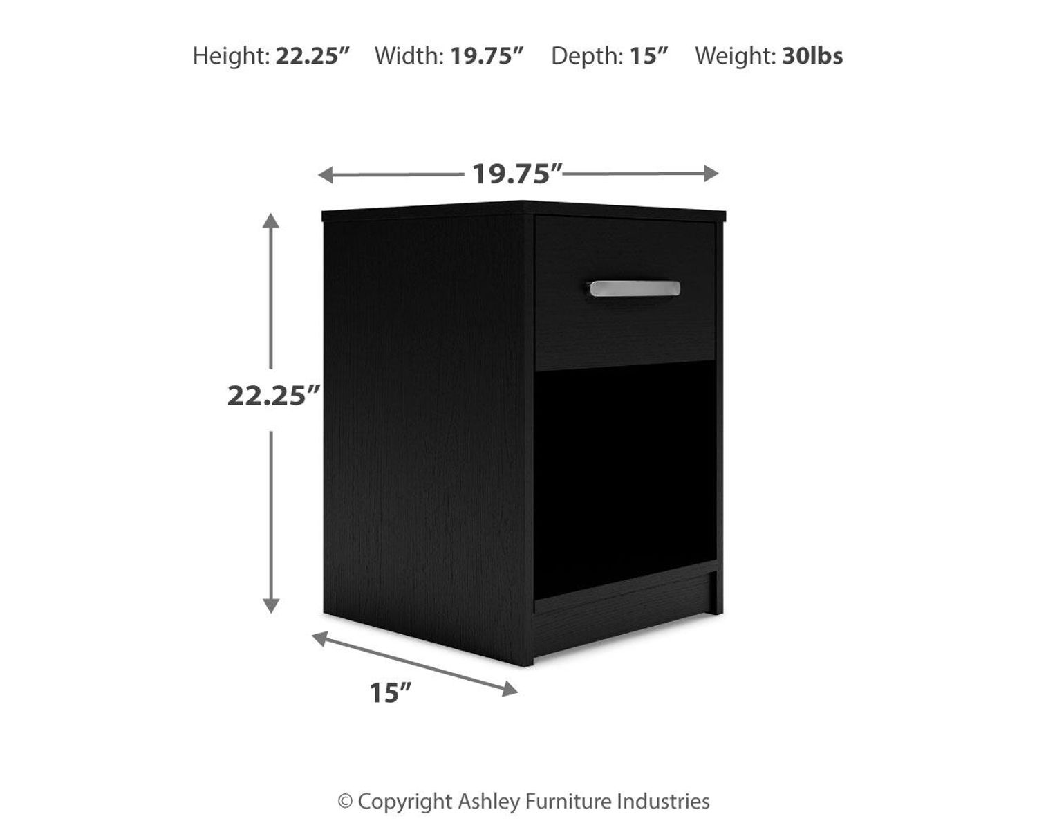 Finch - One Drawer Night Stand - 23" Height - Black - Image 3