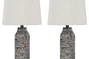 Mahima - Paper Table Lamp (Set of 2) - Black / White
