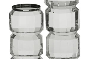 Brentley - Candle Holder Set (Set of 2) - Clear / Silver Finish