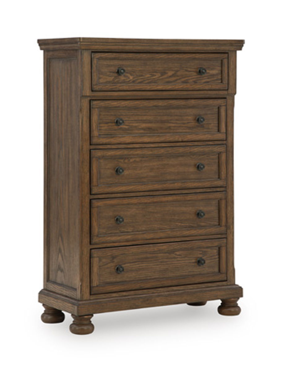 Zackaryn - Five Drawer Chest - Warm Brown