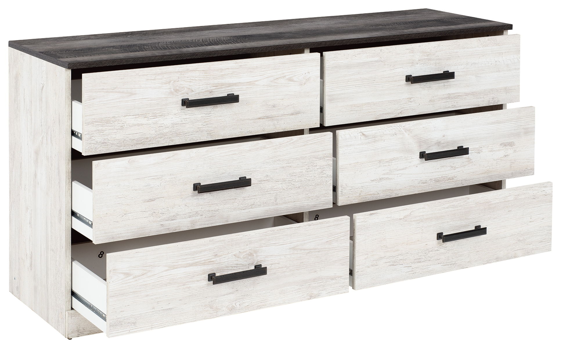 Shawburn - Six Drawer Dresser - Pewter-tone pulls - White / Black / Gray - Image 4