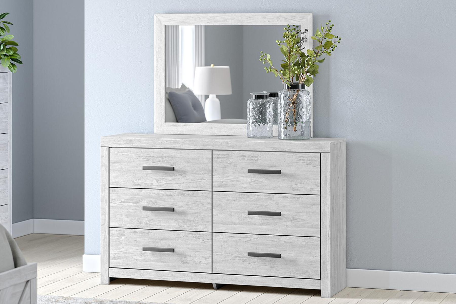 Cayboni - Dresser And Mirror - Whitewash - Image 3