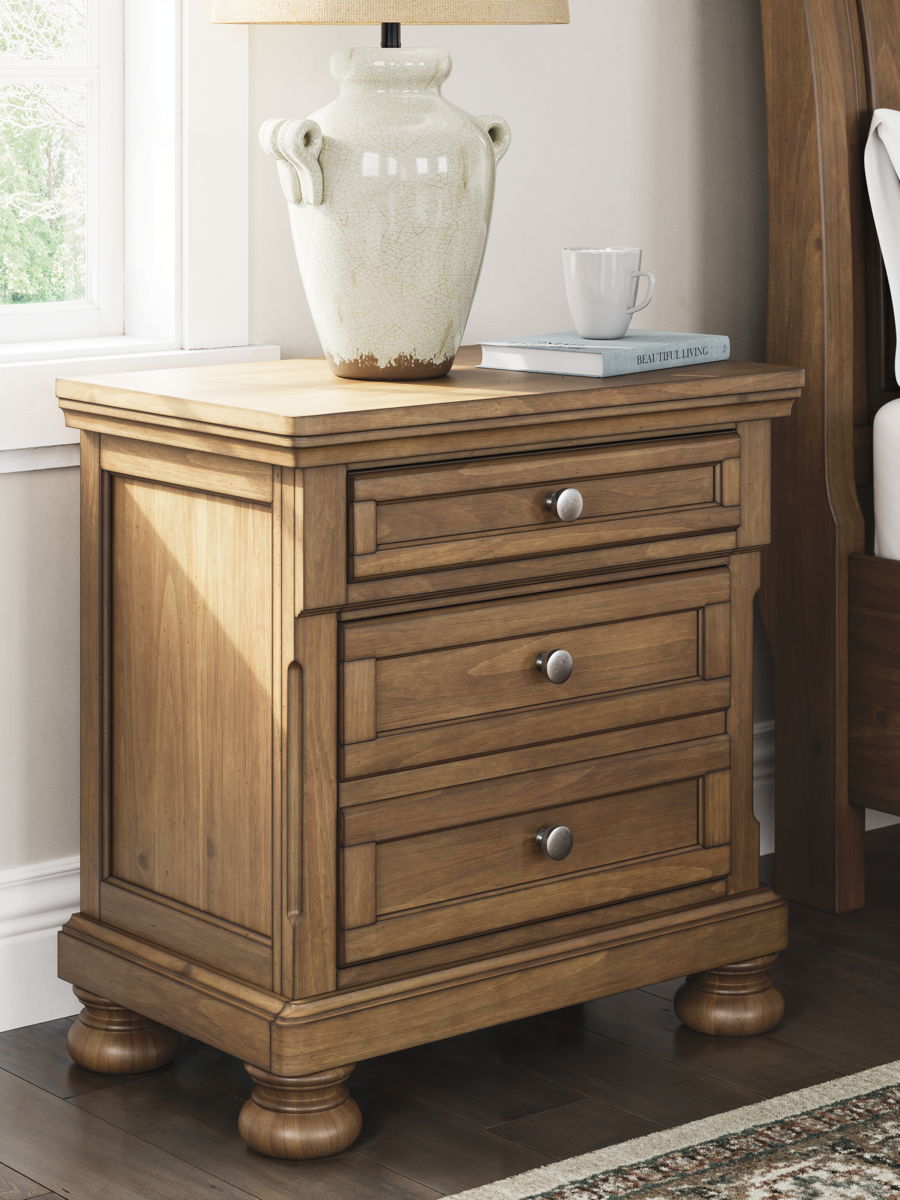 Feddinger - Two Drawer Night Stand - Medium Brown - Image 3