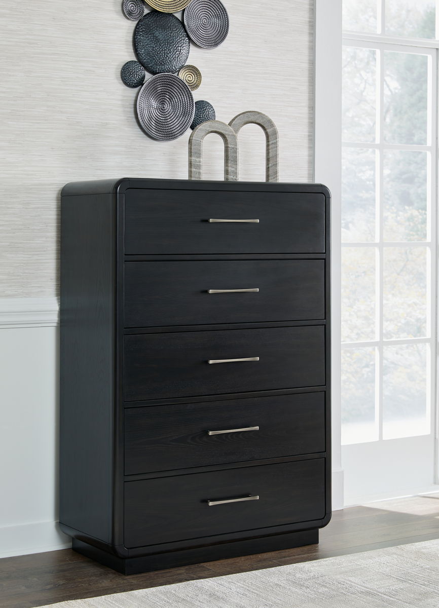 Rowanbeck - Five Drawer Chest - Black - Image 3
