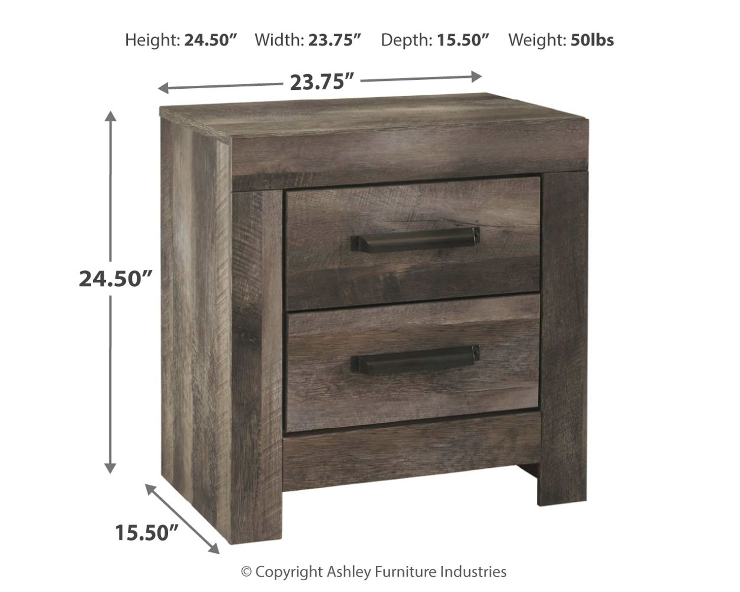 Wynnlow - Two Drawer Night Stand - Gray - Image 2