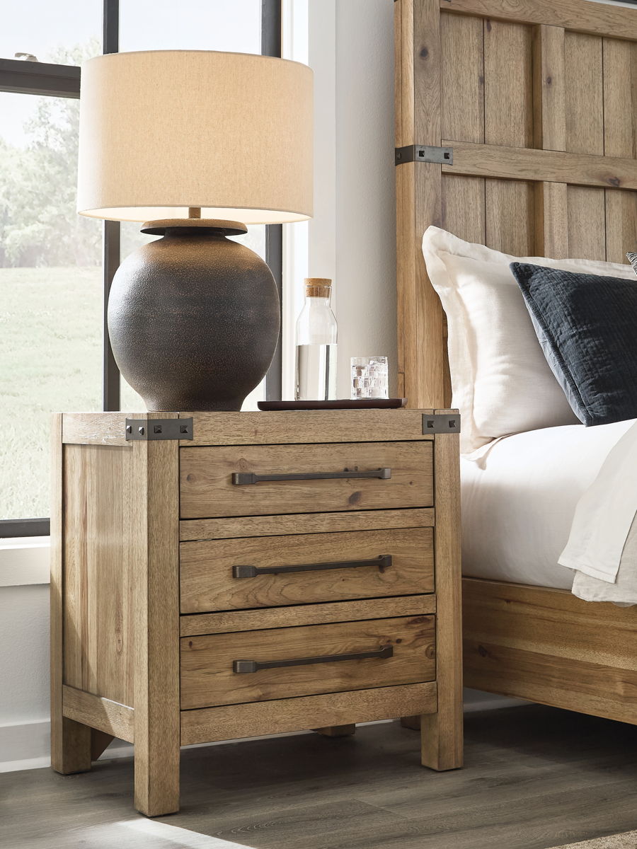 Ridgester - Three Drawer Night Stand - Light Brown - Image 4