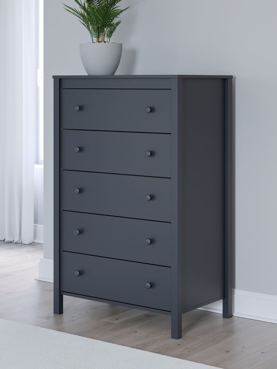 Simmenfort - Five Drawer Chest - Navy Blue - Image 3