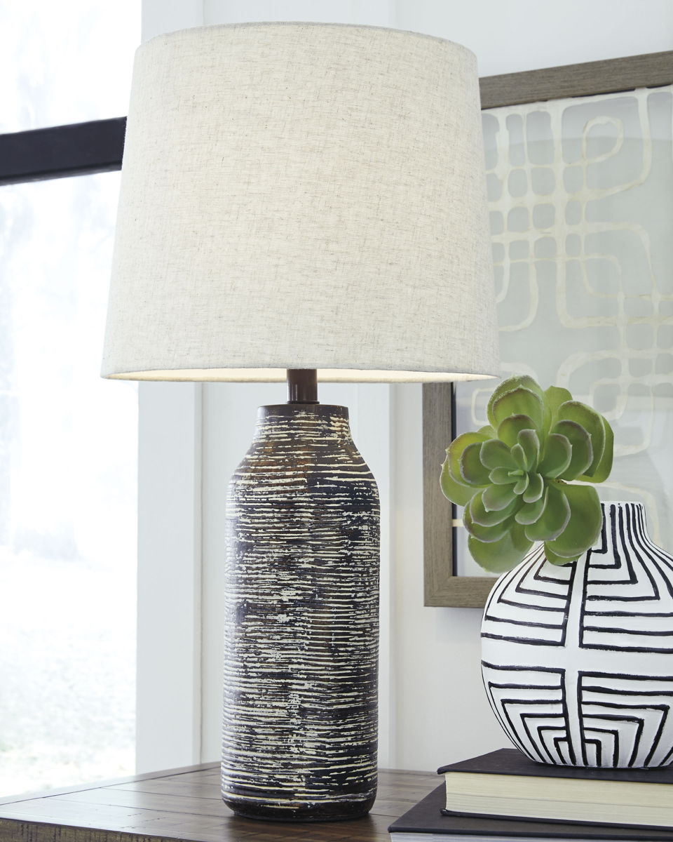 Mahima - Paper Table Lamp (Set of 2) - Black / White - Image 2
