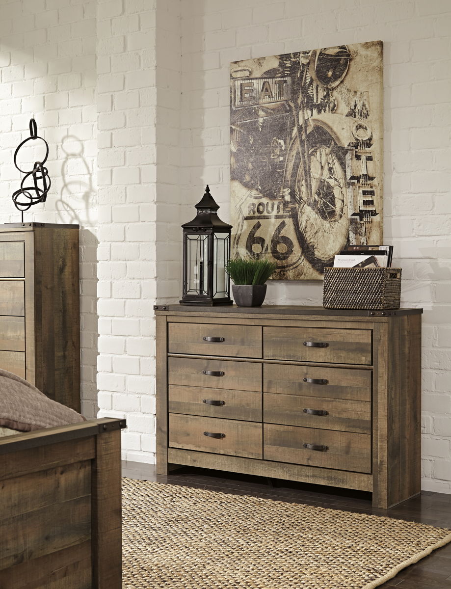 Trinell - Six Drawer Dresser - 61.34" x 15.98" x 42.99" - Brown Dark - Image 2