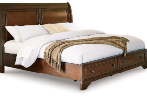 Trellington - Queen Sleigh Storage Bed - Brown