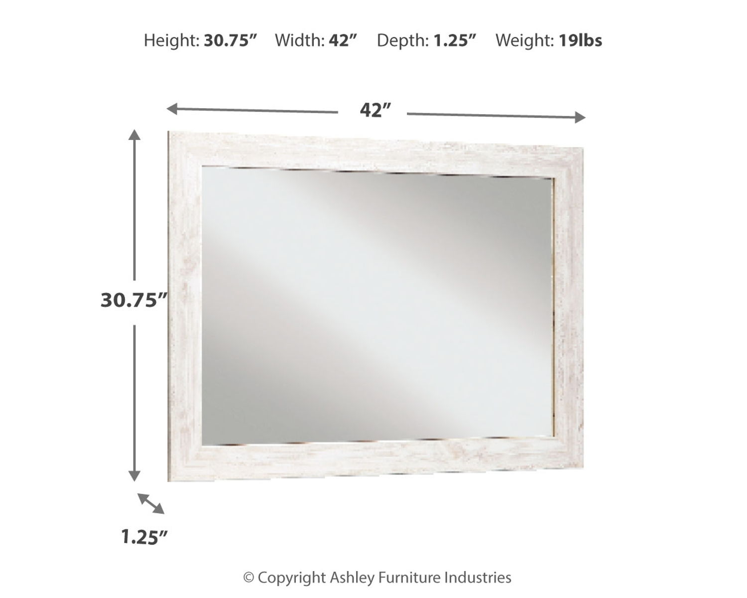 Paxberry - Bedroom Accent Mirror - Whitewash - Image 3